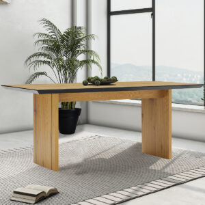 Mesa Para Comedor modelo UTAH – Acabado Roble / Negro – Nook & Trove